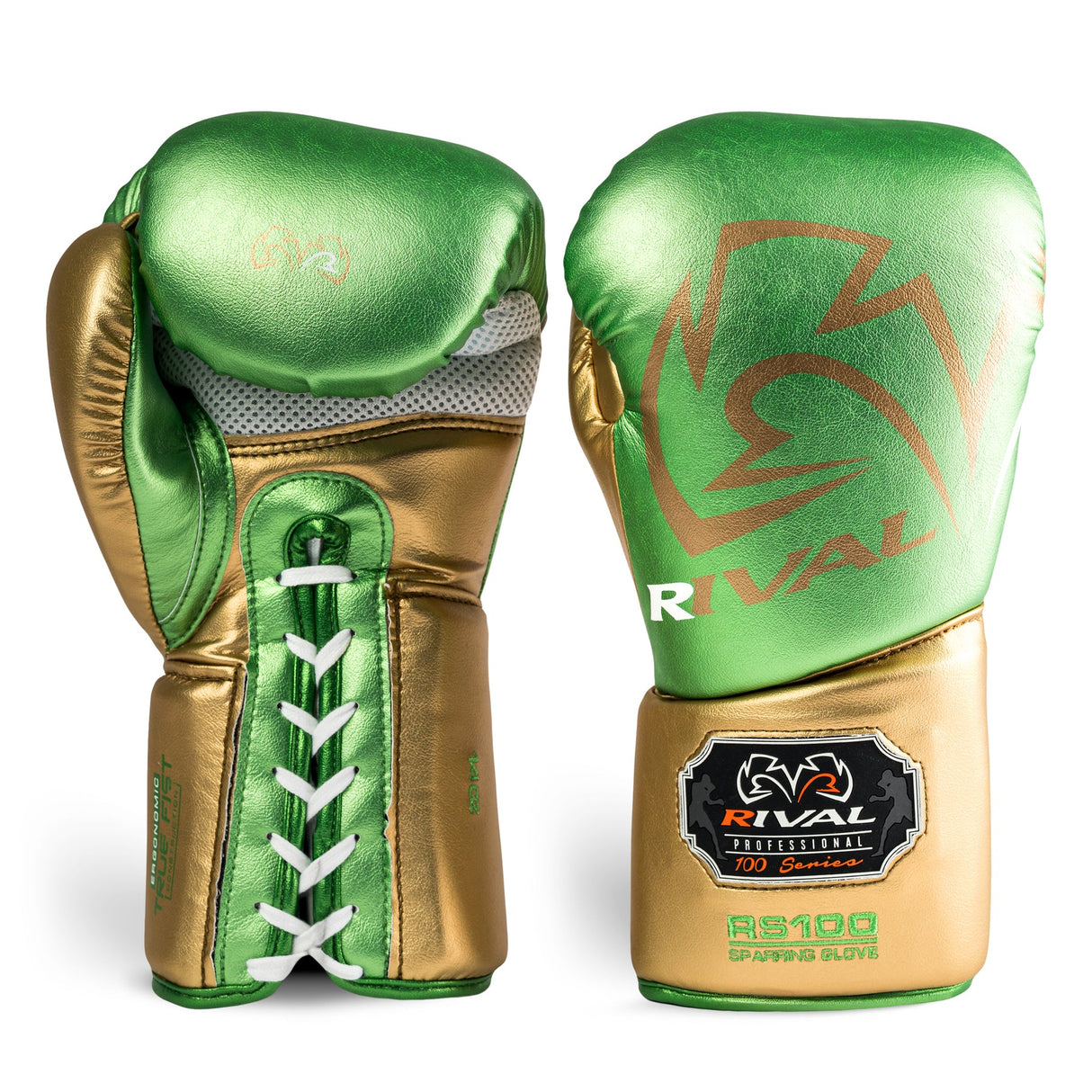 Rival RS100 Professional Sparring Gloves - Green & Gold
