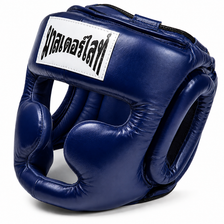 Thaismai Boxing Head Gear Cheek & Chin - Leather (Black)