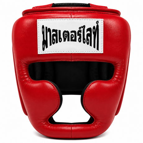 Thaismai Boxing Head Gear Cheek & Chin - Leather (Black)