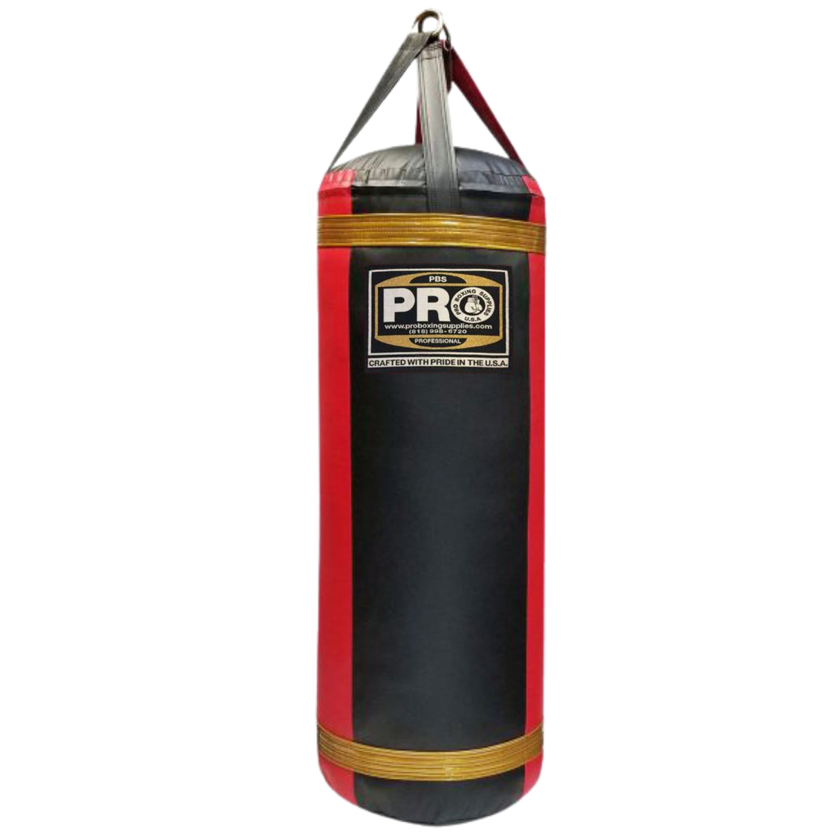 ProBoxing® Heavy Punching Bag (4.5 FT Tall) - Black & Red with Gold