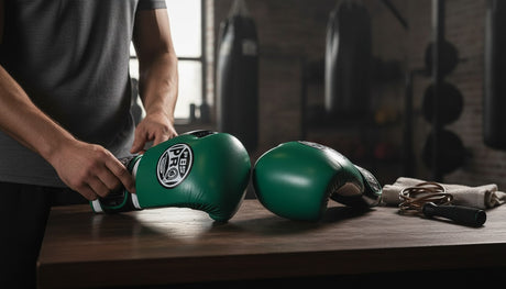 ProBoxing® Classic Leather Boxing Gloves - Training Gloves - Green & Black