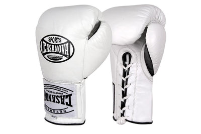 Casanova Boxing® Professional Lace Up Official Fight Gloves - White