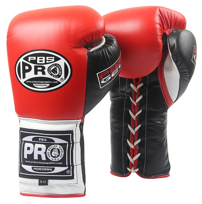Pro Boxing® Series Gel Lace Gloves - Red/Black with Black Thumb