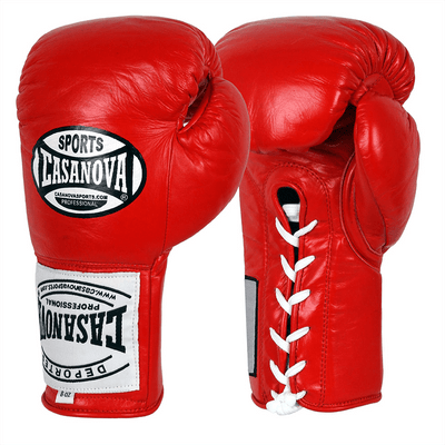 Casanova Boxing® Professional Lace Up Official Fight Gloves - Red
